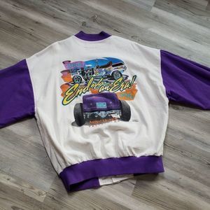 Vintage 1996 Andy's Picnic Hot Rod Car Club Bomber Jacket Size XL
